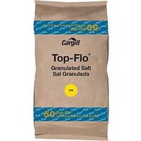 Cargill Top-Flo Granulated Salt 50 lb kraft paper bag printed Sal Granulada, with a yellow YPS dot.