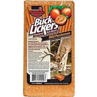 Buck Lickers Flavored Salt Block, Wild Persimmon, with calcium and phosphorus.