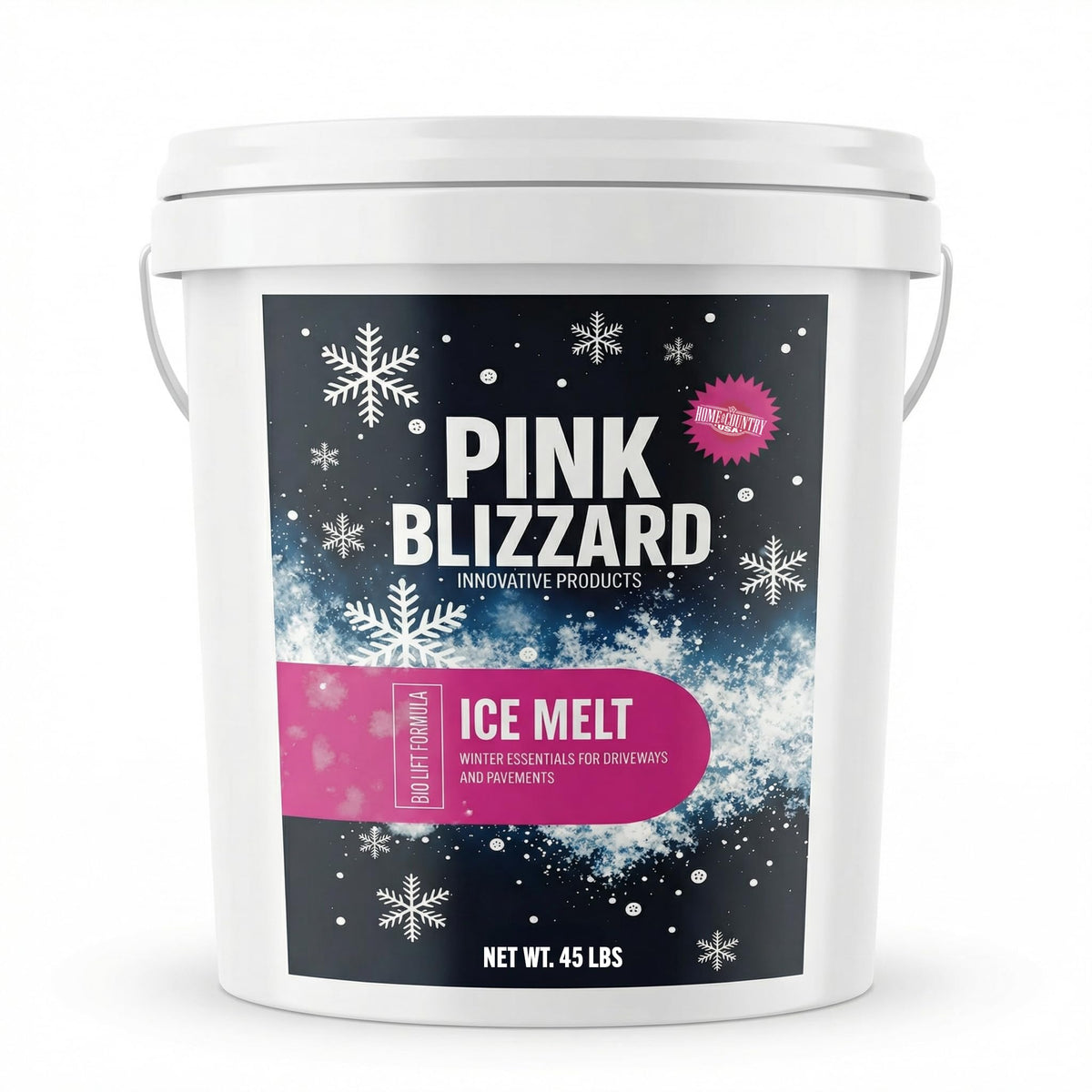 Pink Blizzard Pet-Friendlier Ice Melt 45 lb, pink magnesium chloride blend with CMA