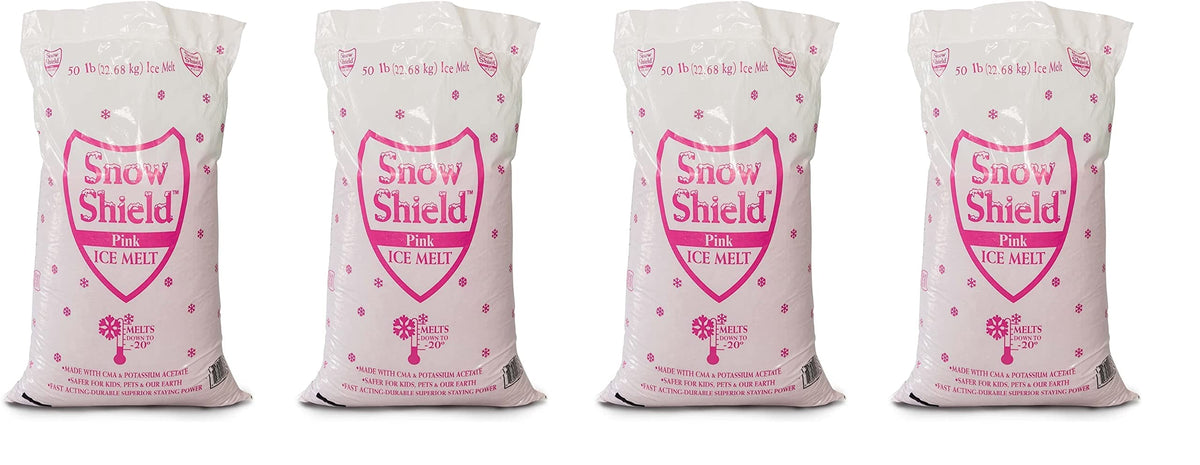Four Snow Shield Pink ice melt 50 lb bags from Chemical Equipment Labs, the 4 bag pack.