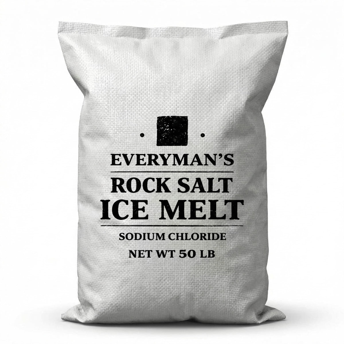 EveryMan's Rock Salt Ice Melt 50 lb bag, sodium chloride deicing salt for driveways and lots