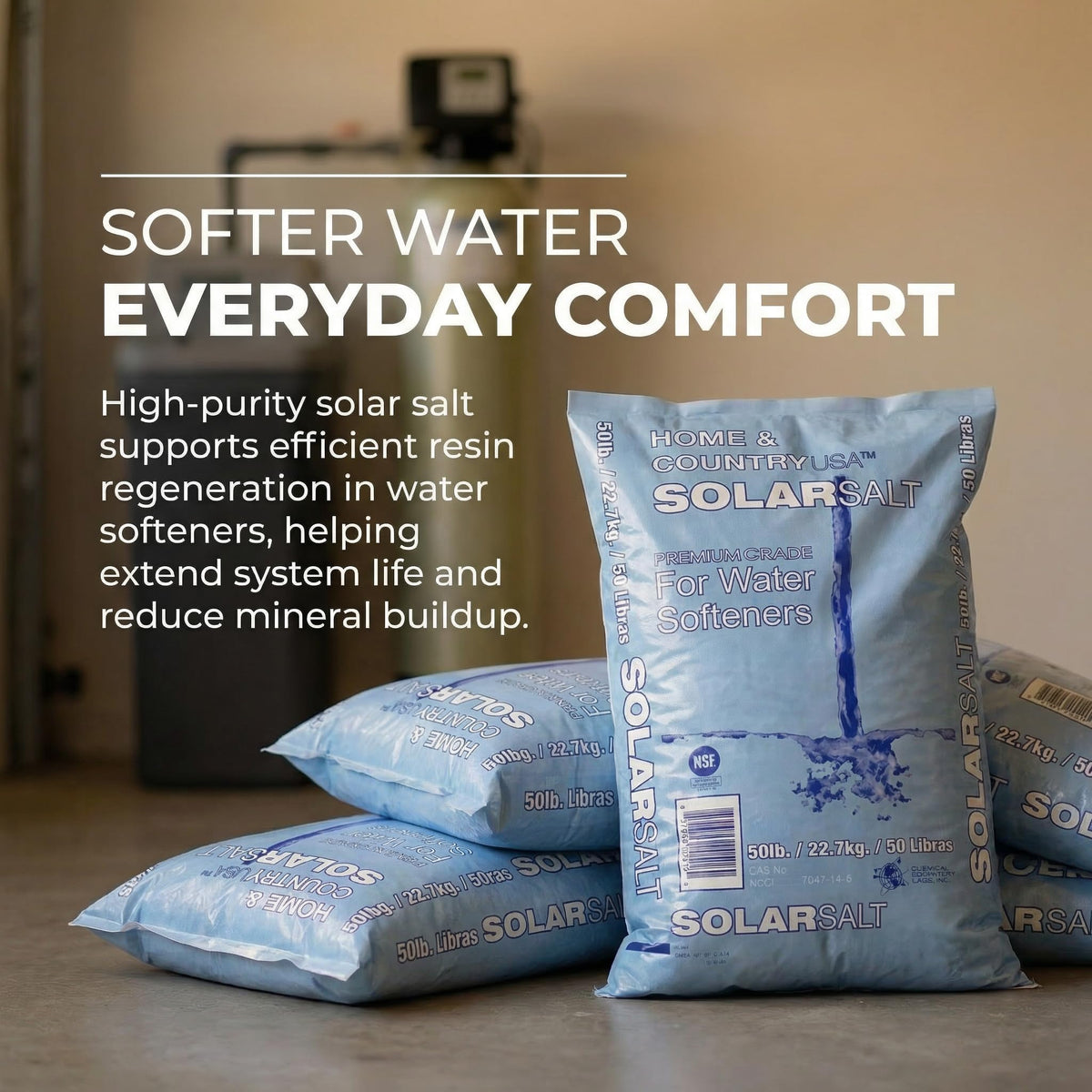 All natural solar salt water softener crystals 8, 40 and 50 lb bags, no added chemicals, view 5