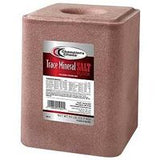 Champion's Choice Trace Mineral Salt 50 lb block, reddish block with a red label.