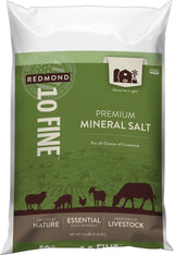 Redmond 10 Fine Premium Mineral Salt bag for all classes of livestock, green pack.