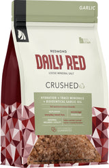 Redmond Daily Red Crushed loose mineral salt with garlic pouch for horses.