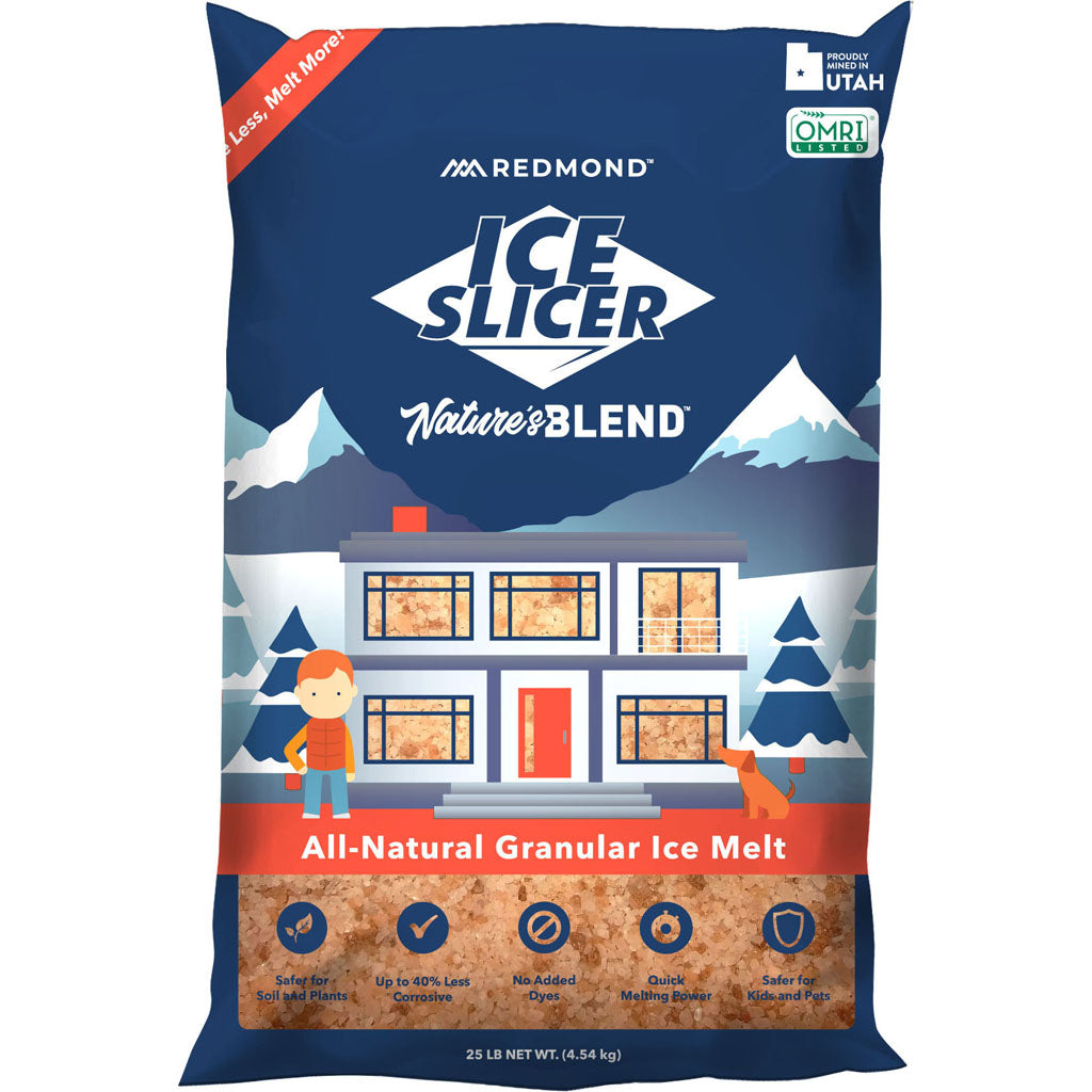 Redmond Ice Slicer Nature's Blend 25 lb bag, OMRI listed, printed no added dyes and up to 40% less corrosive.