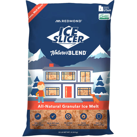 Redmond Ice Slicer Nature's Blend 25 lb bag, OMRI listed, printed no added dyes and up to 40% less corrosive.
