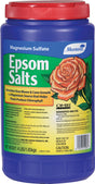 Monterey Epsom Salts 4 lb blue jar with a red lid and a rose, printed OMRI listed.