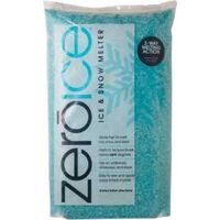 Howard Johnson's Zero Ice ice and snow melter bag of aqua tinted crystals, printed 3-way melting action.