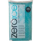 Howard Johnson's Zero Ice ice and snow melter bag of aqua tinted crystals, printed 3-way melting action.
