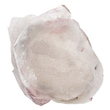Open bag of white calcium chloride pellets seen from above.