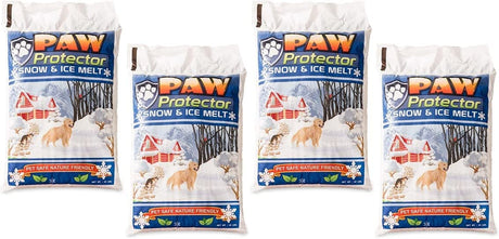 Four Paw Protector snow and ice melt 20 lb bags from Chemical Equipment Labs, the 4 bag pack.