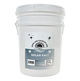 Home and Country USA Solar Salt 50 lb white pail with a sunrise label.