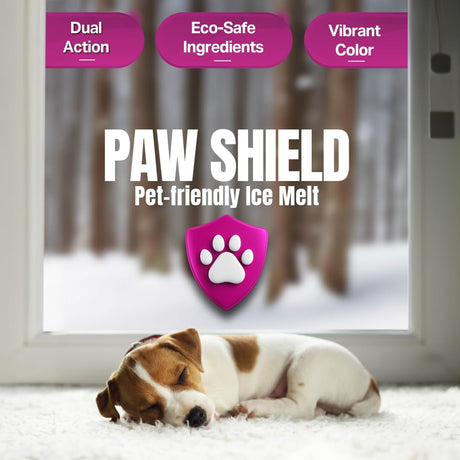 Paw Shield pet-friendly CMA and corn steep ice melt 12 lb jug, pink granules that melt below zero, view 3