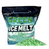 Home and Country USA Green Ice Melt 8 lb bag with green granules.