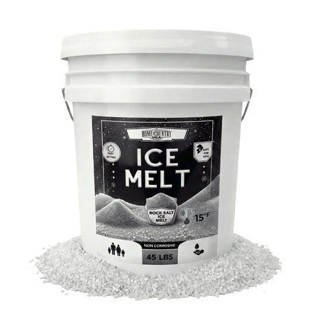 Rock Salt Ice Melt 8 to 45 lb resealable pails, coarse deicing salt for driveways and walkways, view 9