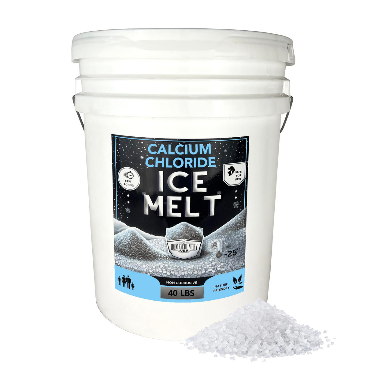 Calcium Chloride Ice Melt Pellets 8 to 40 lb resealable pails, extreme-cold deicer, view 10