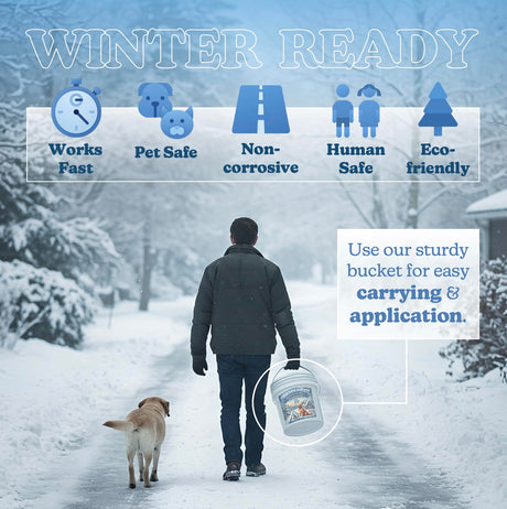 Friendly Paw pet-friendly ice melt pails 8 to 45 lb, effective to -22°F with no visible residue, view 9