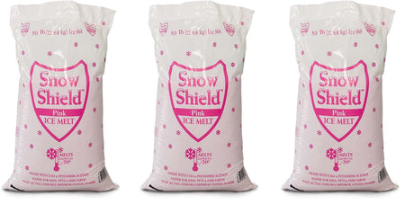 Three Snow Shield Pink ice melt 50 lb bags from Chemical Equipment Labs, the 3 bag pack.