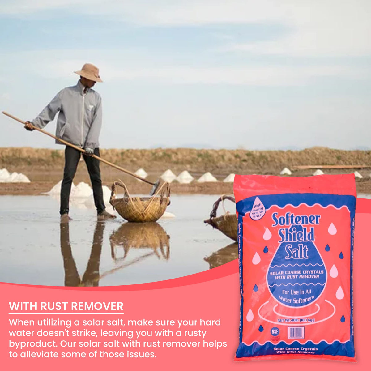 Peach Country water softener salt with rust remover, solar salt for iron stains on well water, view 5