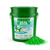 Green Seal Ice Melt 20 lb pail with green granules.
