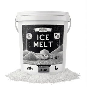 Halite Crystals Ice Melt 8 to 45 lb resealable pails, natural rock salt deicer