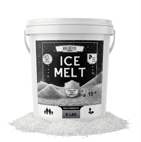 Halite Crystals Ice Melt 8 to 45 lb resealable pails, natural rock salt deicer