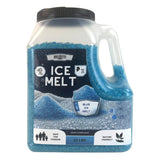 Home and Country USA Ice Melt 12 lb shaker jug of blue granules.