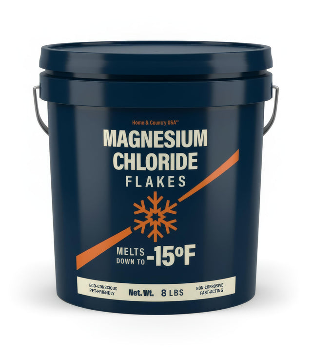 Magnesium Chloride Flakes Ice Melt 8 and 35 lb pails, low residue and rated to -15°F