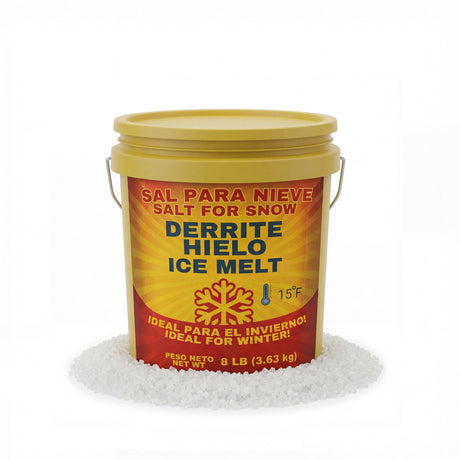 Sal para Nieve Rock Salt 8 to 45 lb resealable pails, 100% rock salt with bilingual label