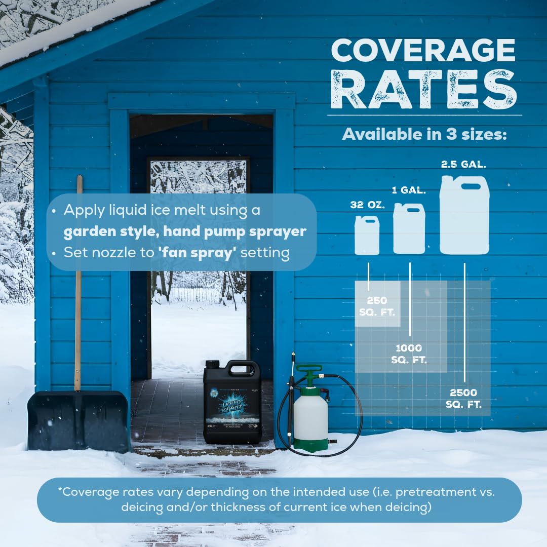 Liquid Ice Melt 32 oz to 5 gallon, fast-acting deicer and anti-icer for driveways and steps, view 2