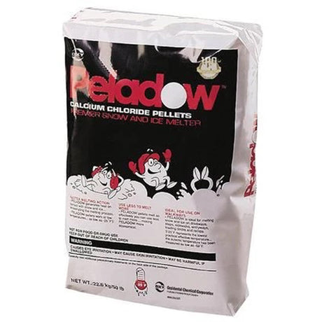 Peladow calcium chloride pellets 50 lb bag from Occidental Chemical, the premier snow and ice melter.