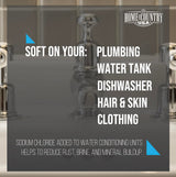 Faucet graphic, text soft on your plumbing, water tank, dishwasher, hair and skin, clothing.