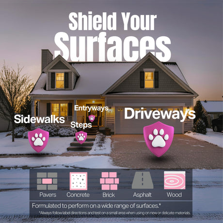 Paw Shield pet-friendly CMA and corn steep ice melt 12 lb jug, pink granules that melt below zero, view 4
