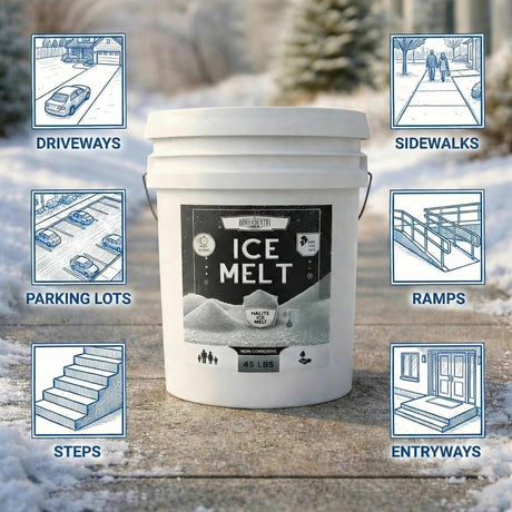 Halite Crystals Ice Melt 8 to 45 lb resealable pails, natural rock salt deicer, view 8