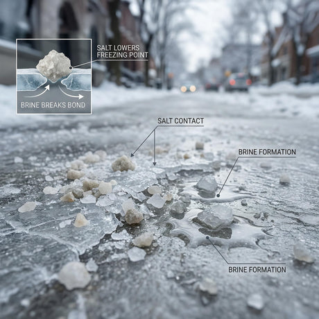 Halite Crystals Ice Melt 8 to 45 lb resealable pails, natural rock salt deicer, view 4