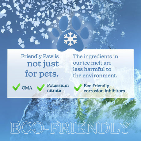 Friendly Paw pet-friendly ice melt pails 8 to 45 lb, effective to -22°F with no visible residue, view 8
