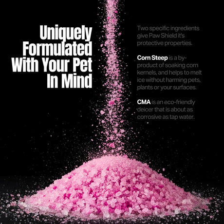 Paw Shield pet-friendly CMA and corn steep ice melt 12 lb jug, pink granules that melt below zero, view 6