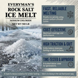 EveryMan's Rock Salt Ice Melt 50 lb bag, sodium chloride deicing salt for driveways and lots, view 5