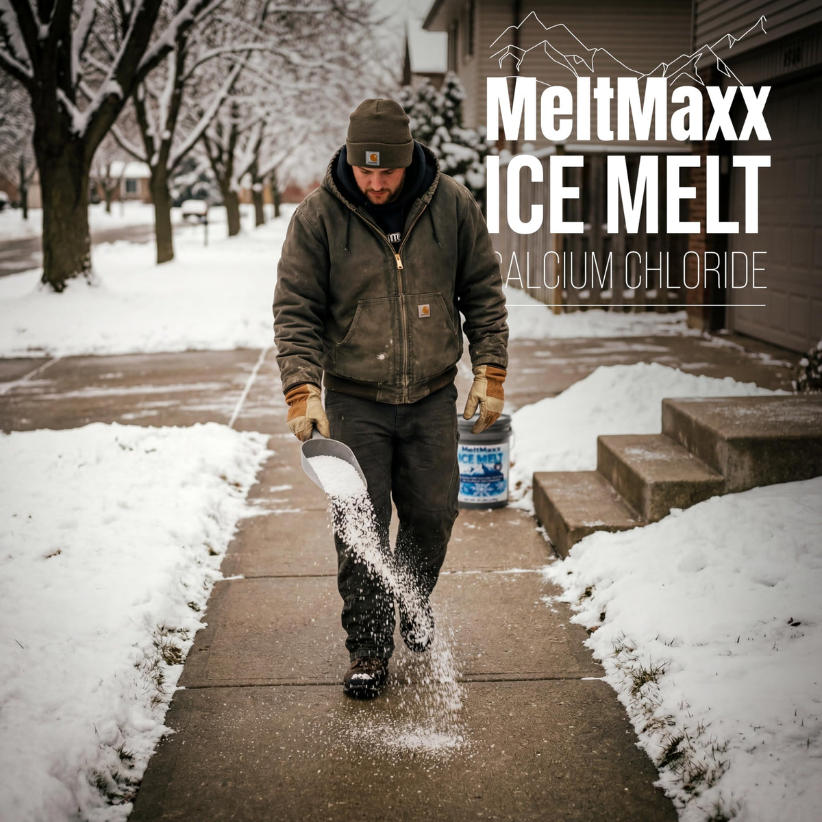 MeltMaxx Ice Melt 8 to 45 lb pails, calcium chloride and rock salt blend rated to -15°F, view 3