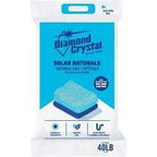 Diamond Crystal Solar Naturals natural salt crystals 40 lb bag for water softeners, blue and white pack.