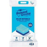 Diamond Crystal Solar Naturals natural salt crystals 40 lb bag for water softeners, blue and white pack.