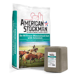 American Stockman Se-90 Trace Mineralized Salt with Selenium bag and block.