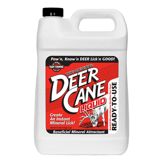 Deer Cane Liquid 1 gallon jug, printed ready-to-use, create an instant mineral lick.