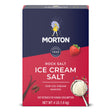 Morton Rock Salt Ice Cream Salt 4 lb box, navy and red, printed for ice cream making.