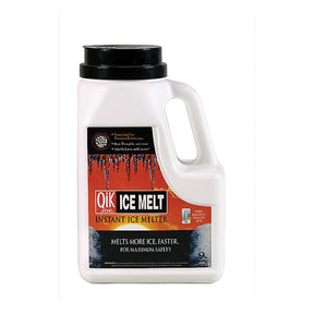 Qik Joe Ice Melt calcium chloride pellets 9 lb jug, instant ice melter that heats through ice on contact.