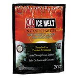 Qik Joe Ice Melt calcium chloride pellets 20 lb bag, safer on lawns and concrete, works down to -25°F.